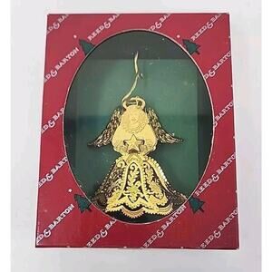 Vintage Gold Tone Angel in box Christmas Ornaments U266